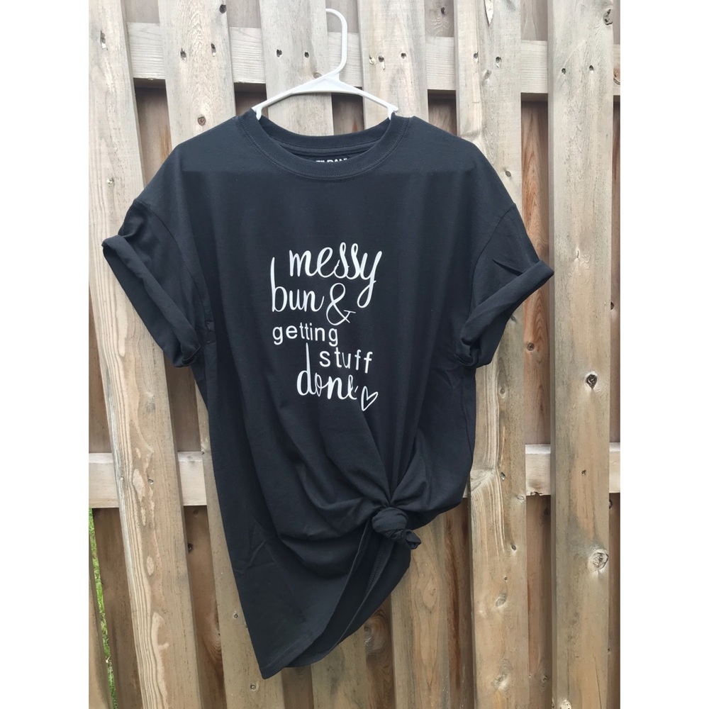 messy bun getting stuff done